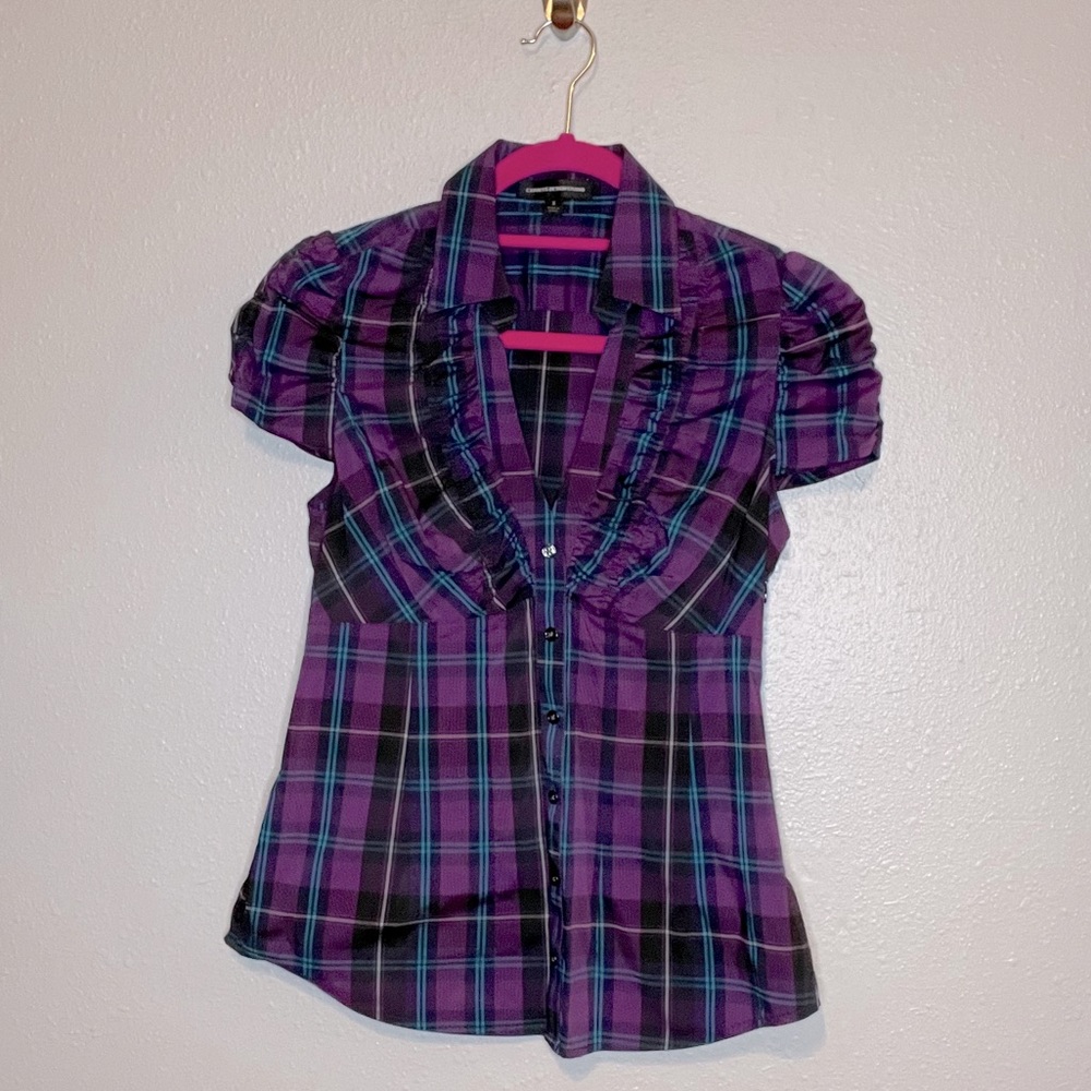 Purple/Blue/Black Express Button Down
